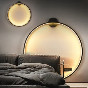 Minimalist Circle Background LED Wall Lamp Home Indoor Decor Wall Sconces Living Room Hall Hotel Wall Lights Bedside Lighting